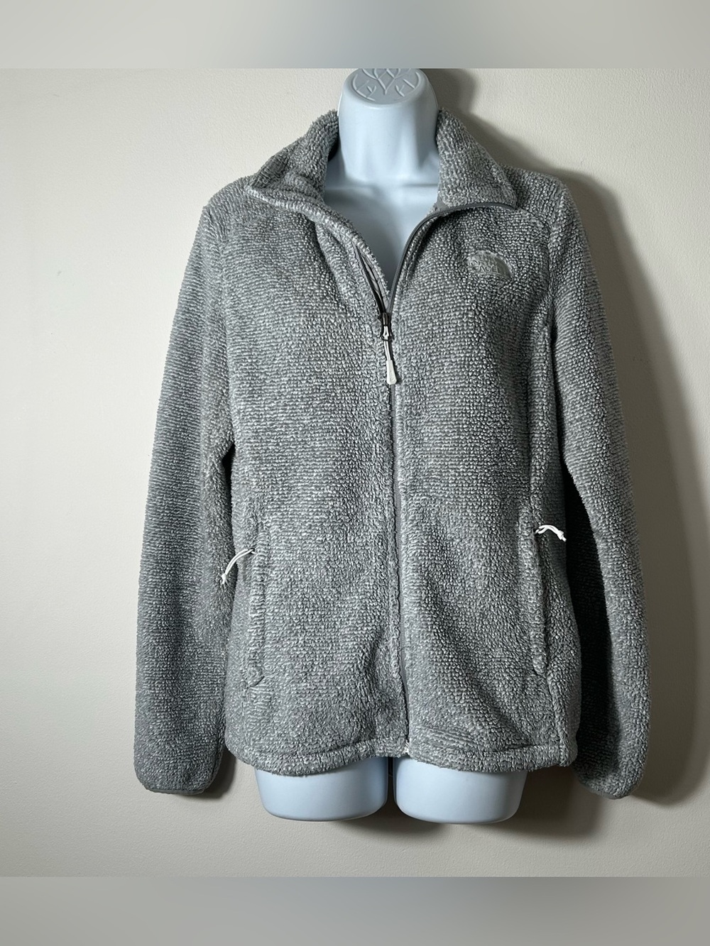 The North Face Fleece Jacket Womens Size Medium Zip Mock Neck Pockets Logo